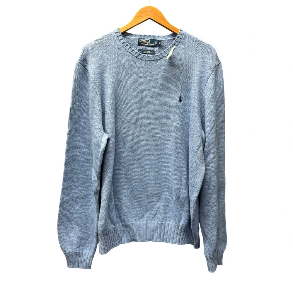 Polo Ralph Lauren Sweater Mens XL Crewneck Blue Pullover Coastal Cotton NEW